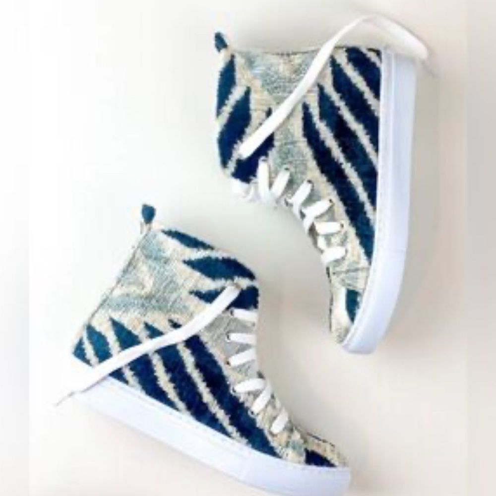Elysian by Emily Morris Silk Velvet Ikat High Tops NWOT